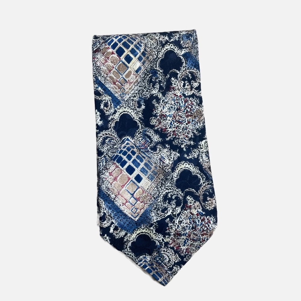 Pierre Balmain Couture Silk Tie‎ Hand Made Multicolour Abstract Print Vintage